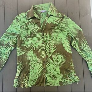 Green and Brown Leaf Print Shirt